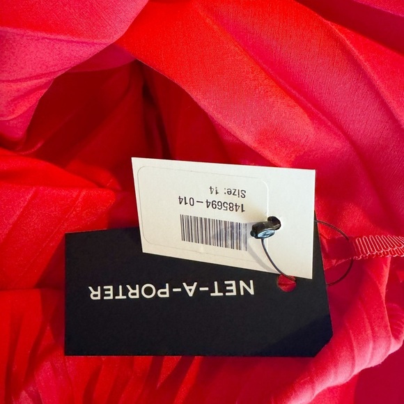 REBECCA VALLANCE Magdalena Red Puff Sleeve Open Back Cut Out Midi Dress US 10 - Picture 14 of 15